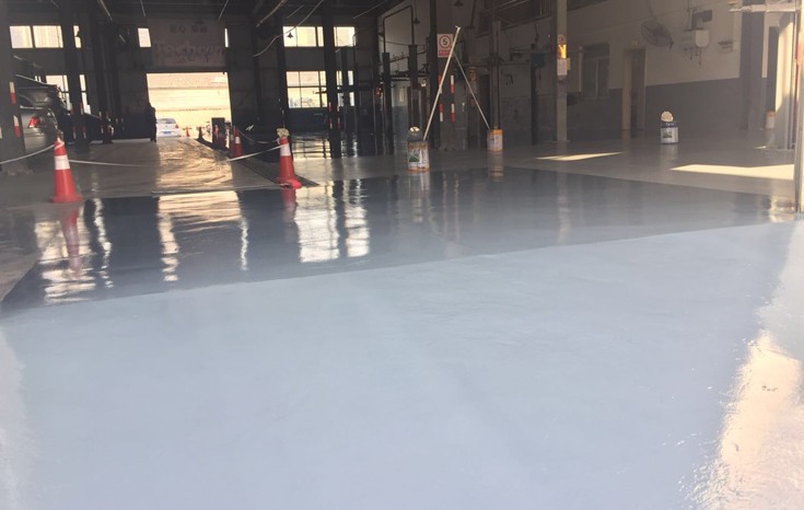 武漢長江眾發汽車銷售有限公司環氧環氧平涂型地坪工程